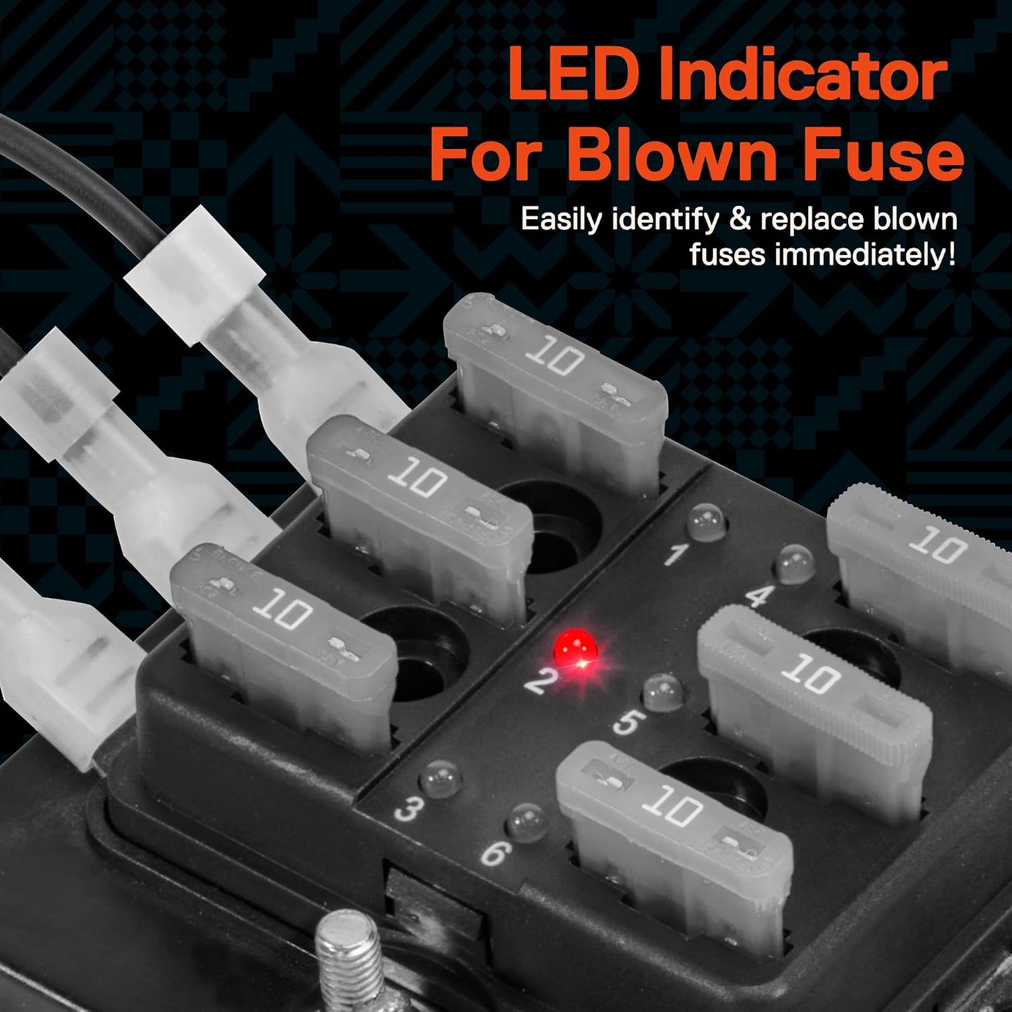 Caja fusibles cuchilla 6 vías 100A LED 10-30V CC