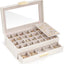 Caja organizadora pendientes joyería mujer 2 niveles blanco