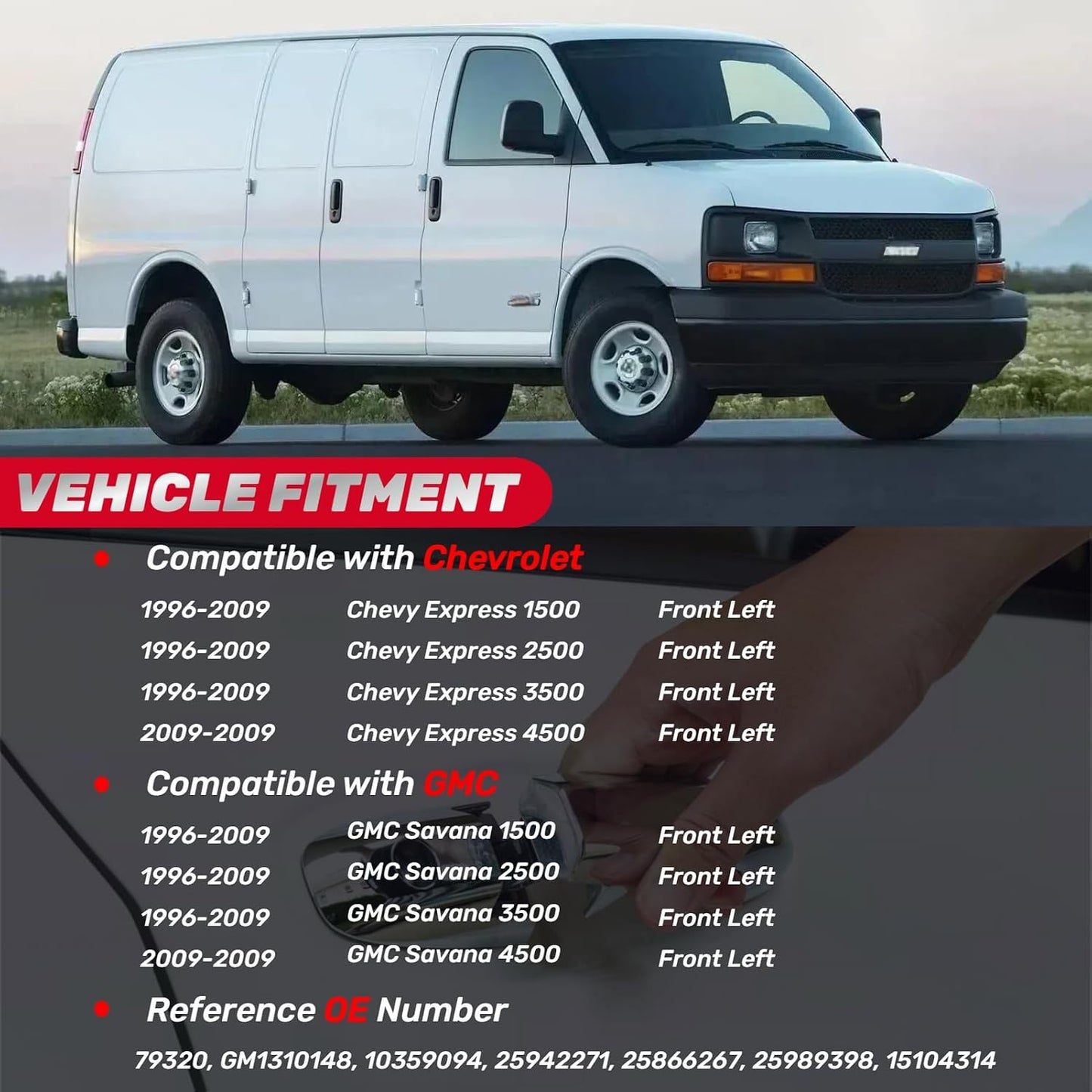 Manija puerta delantera Chevy Express 96-Van negro