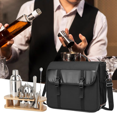 Bolsa barman con compartimentos para coctelera y herramientas
