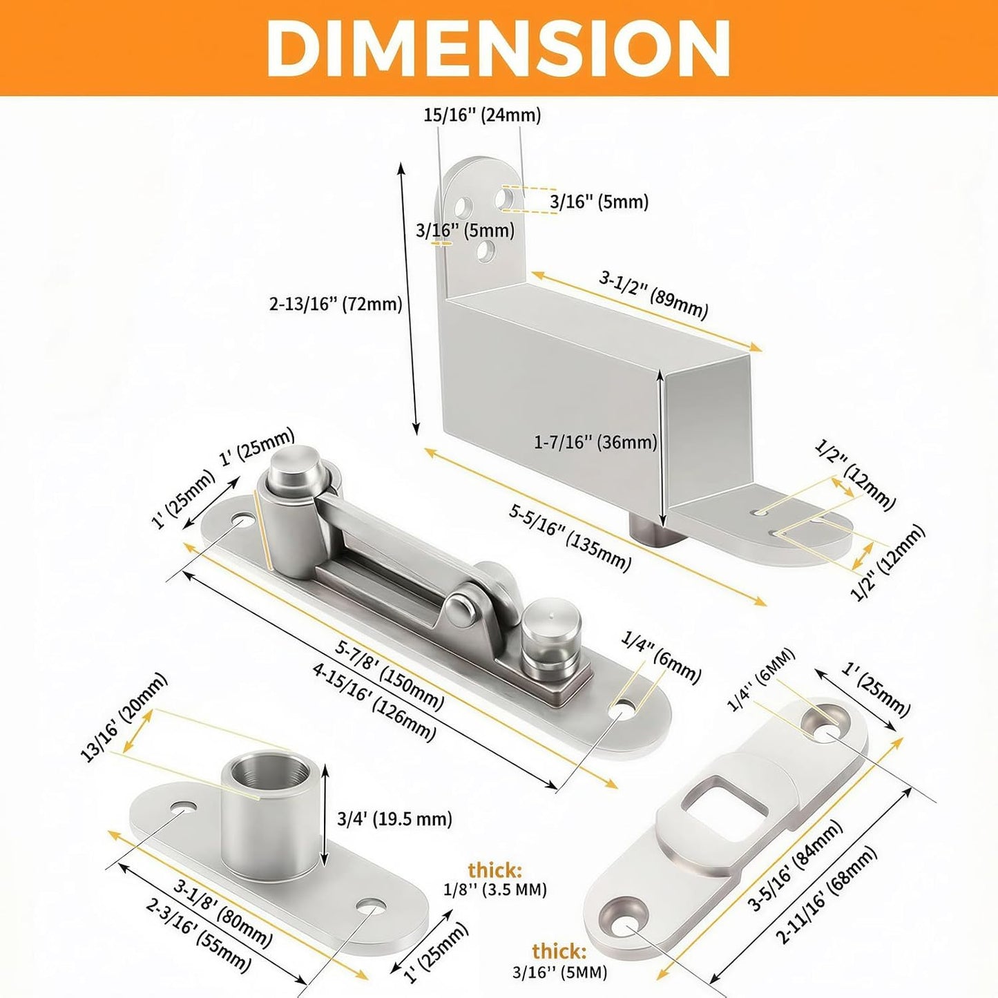 Bisagras pivote acero inox 360 grados puerta madera