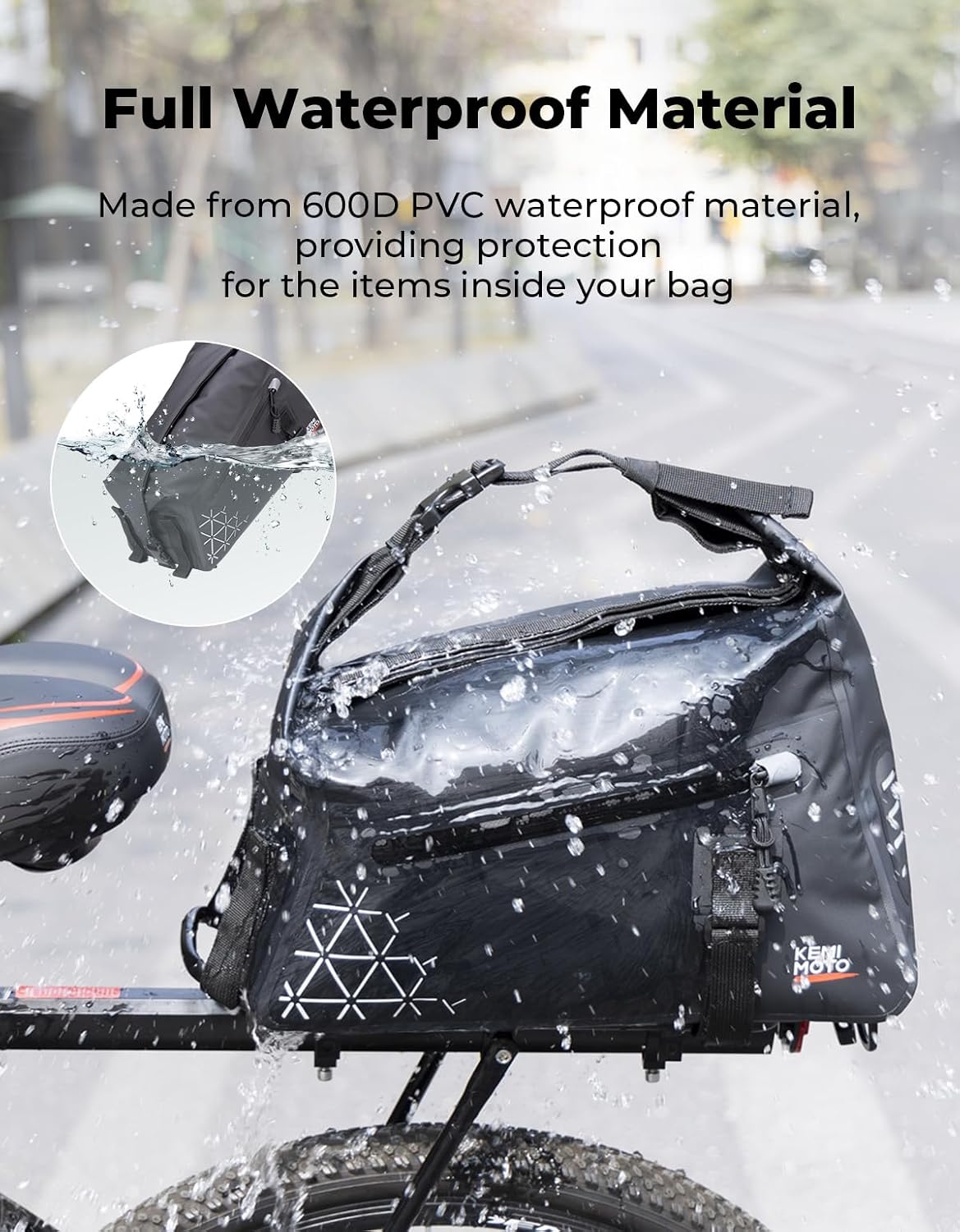 Bolsa bicicleta impermeable 16L con correas hombro ciclismo