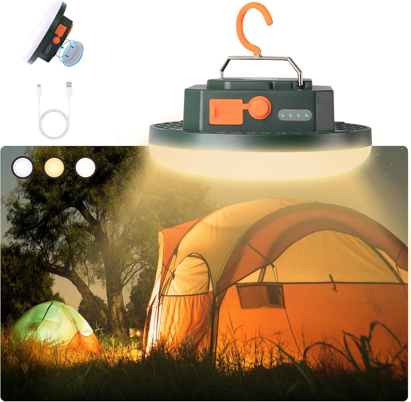 Linterna LED recargable portátil para colgar campamento
