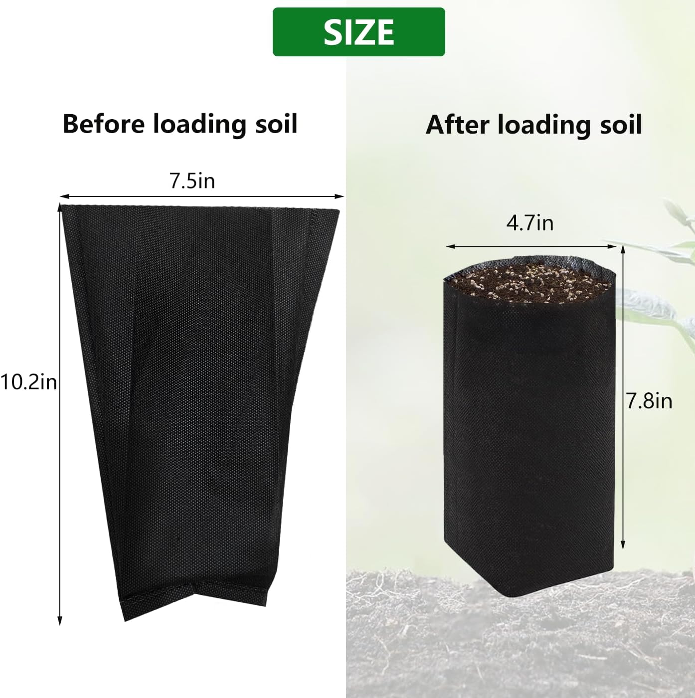 100 Pzas Bolsas Cultivo 10.2pulg Negro