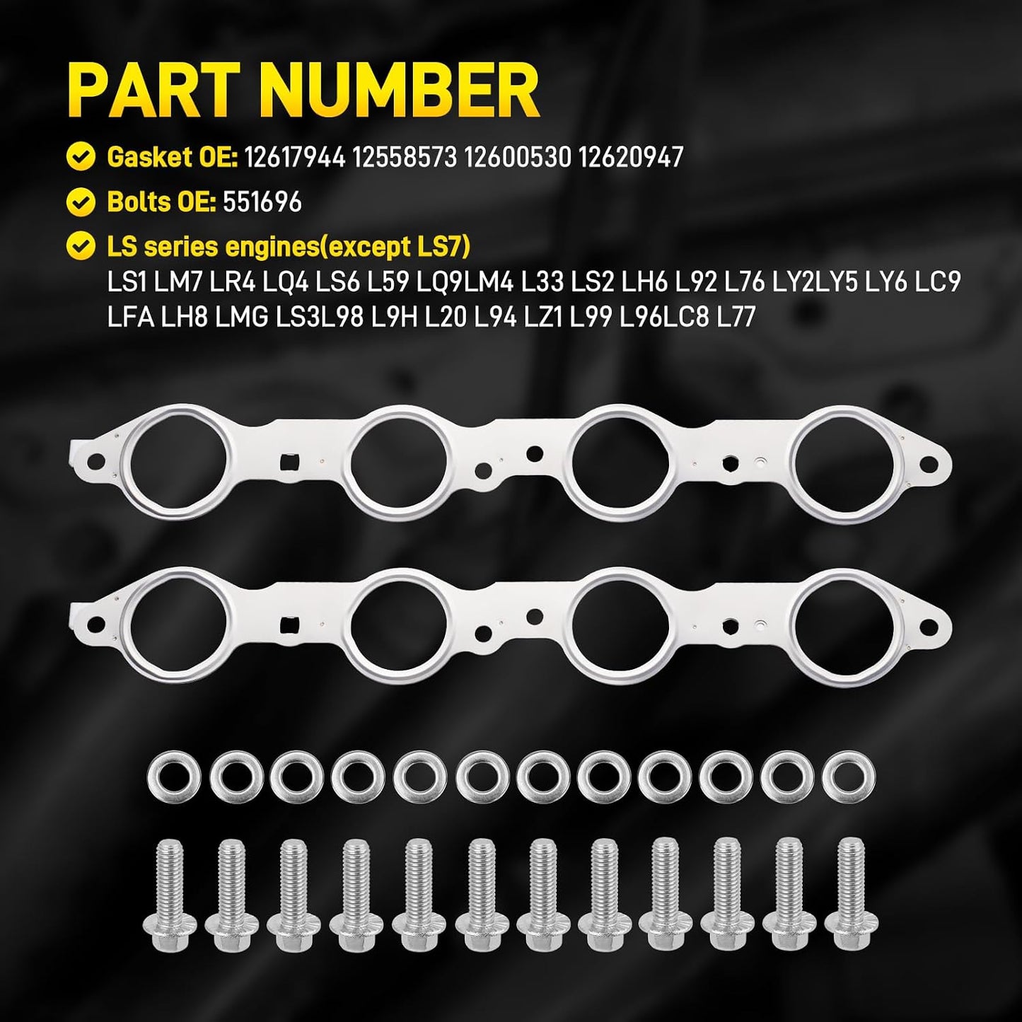 Kit junta pernos colector escape GMC Sierra Chevy LS
