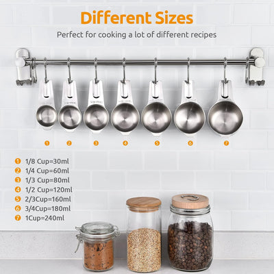 Juego 7 Tazas Medidoras Acero Inox 18/8 Secos y Líquidos