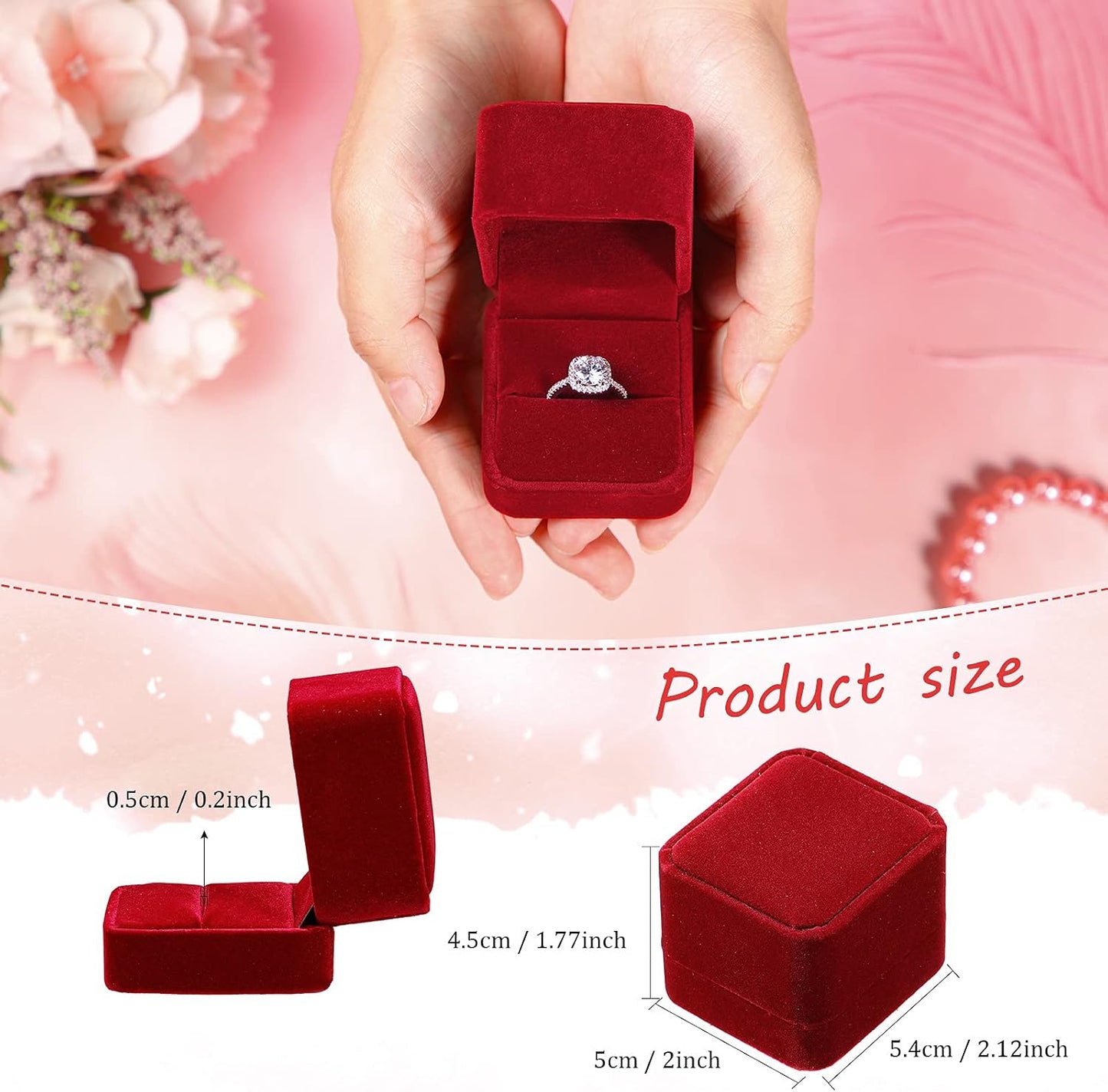 12 Cajas Terripleto para Anillos Joyas Regalo Mujer Rojo