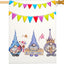 Bandera arpillera 28x40" doble cara cumpleaños gnomos