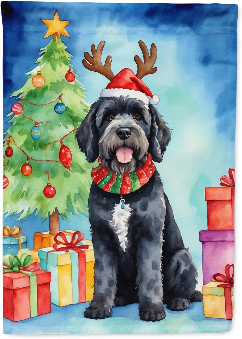 Bandera de jardín Navidad perro agua portugués decorativa