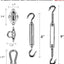 Kit accesorios toldo triangular 6" acero inox 304