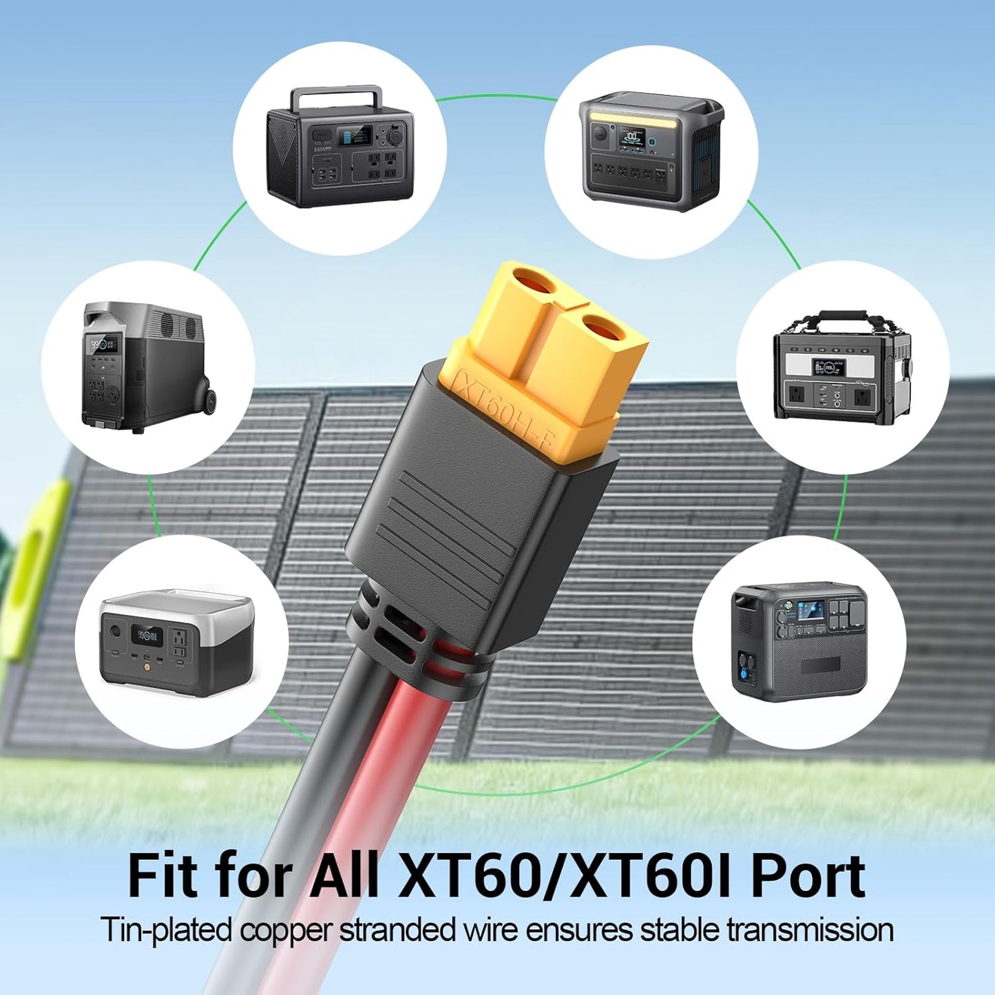 Cable extensión conector solar XT60 25pies 12AWG
