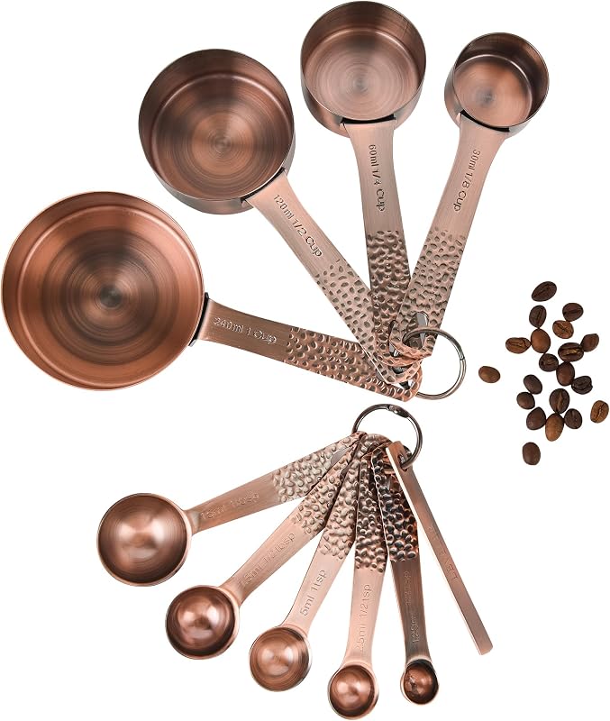 Set 10 Tazas y Cucharas Medidoras Acero Inox