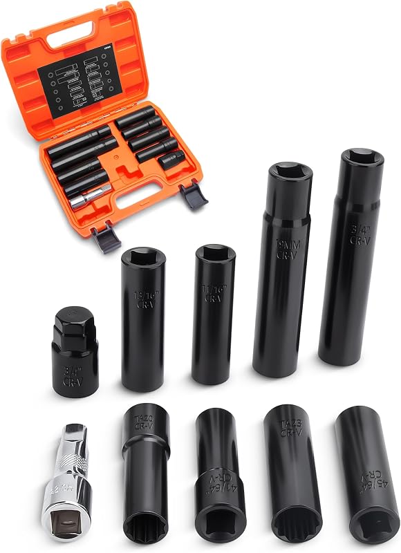 Set 10 llaves tubo para tuercas estriadas 1/2" 3" extensión