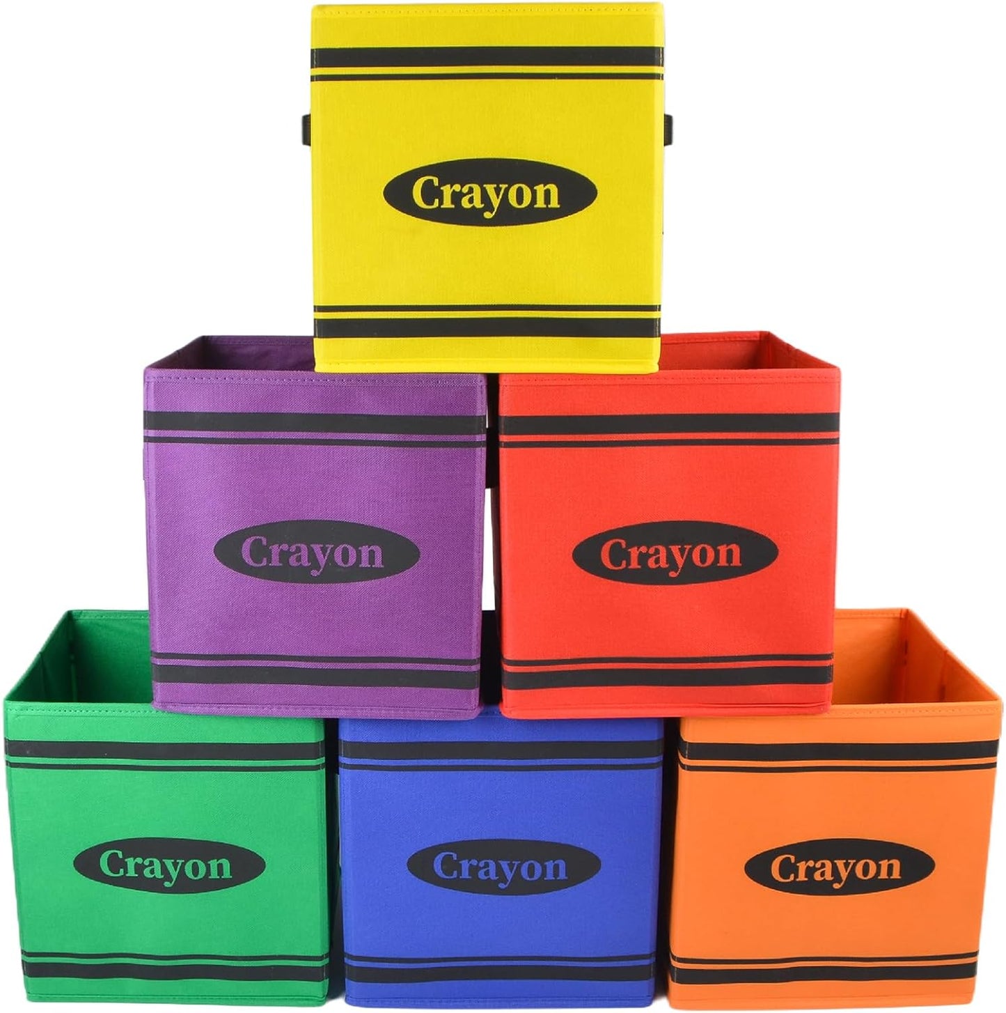 6 Cubos Almacenamiento 11" Aula con Asas Tela Arco Iris