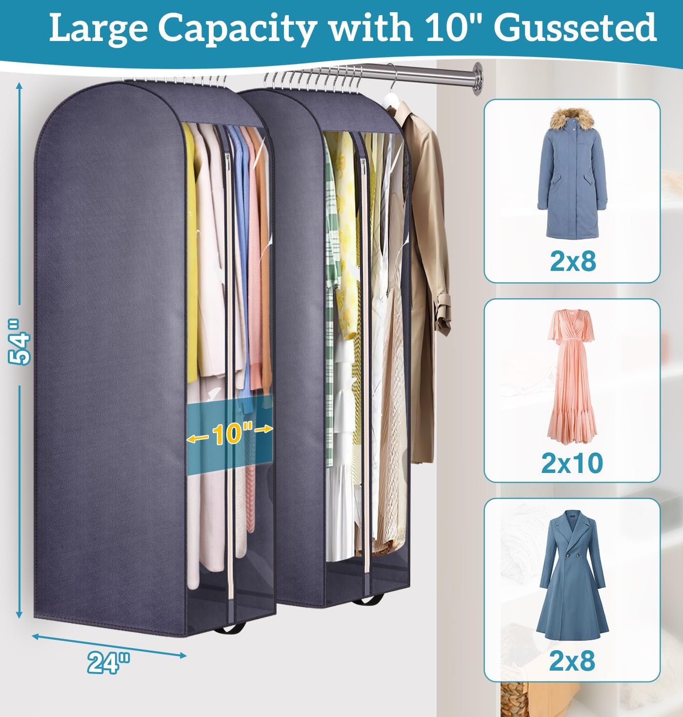 Bolsas transparentes refuerzo 10" para vestidos 54"