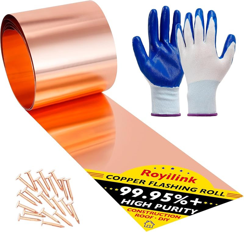 Rollo techo cobre 6x20" 0.016" 99.95% puro