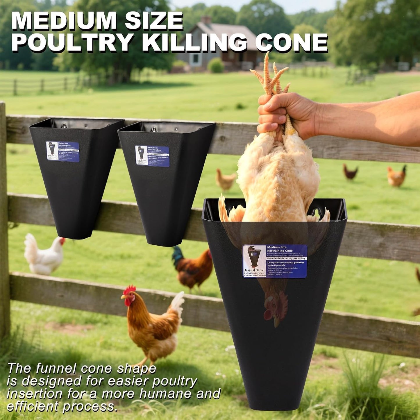 Equipo procesamiento aves corral conos pollo 8lb plástico