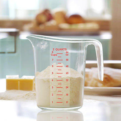 Jarra medidora plástico 64oz 2 pzas grado alimenticio apilable