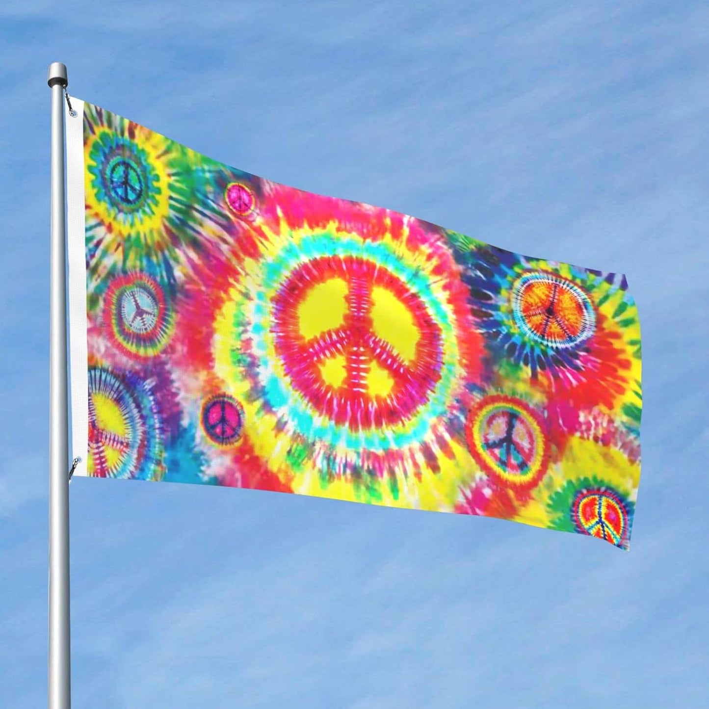 Bandera paz teñida 2x3ft para jardín patio arcoíris