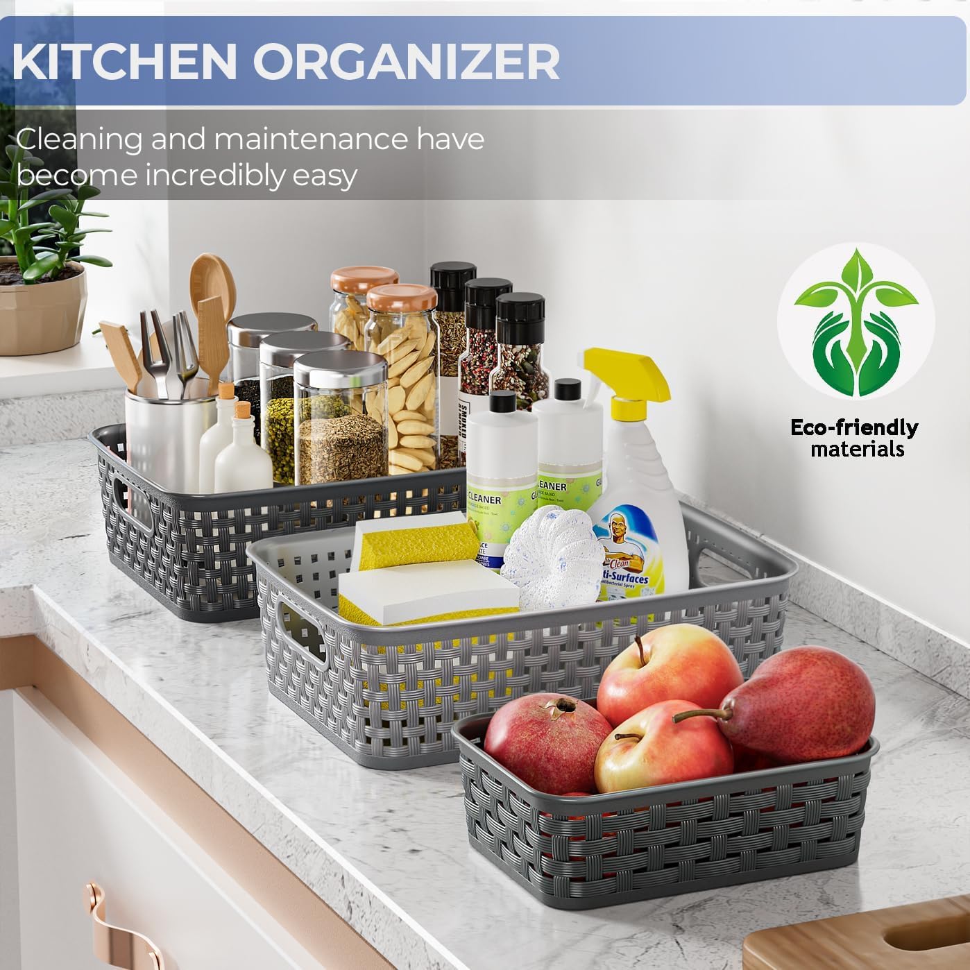 12 Pzas Cestas Plástico Organizadoras Hogar