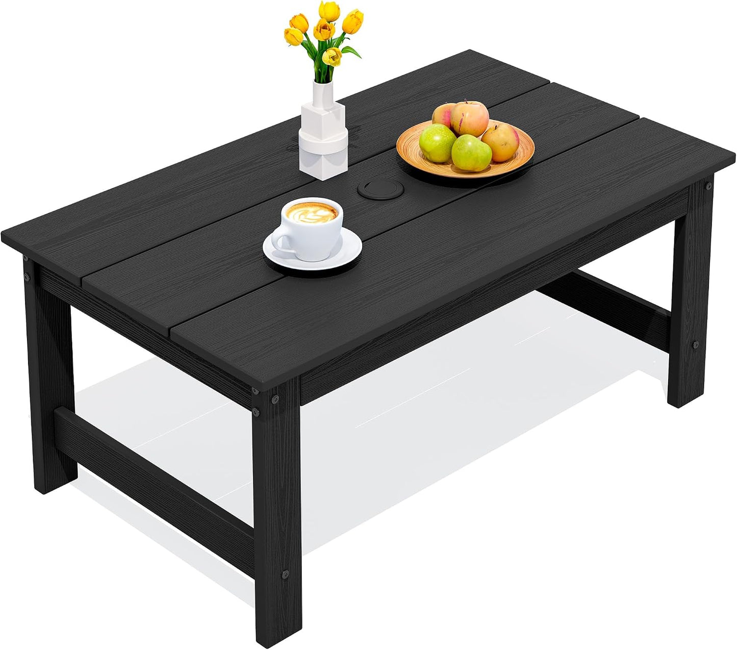 Mesa centro HDPE terraza balcón color negro