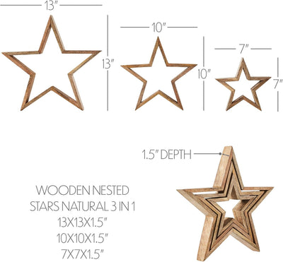 Estrellas anidadas madera 3en1 13x13x1.5