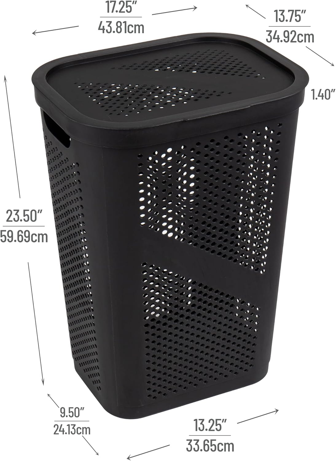 Canasta lavandería 60L plástico ventilada set 2 color negro