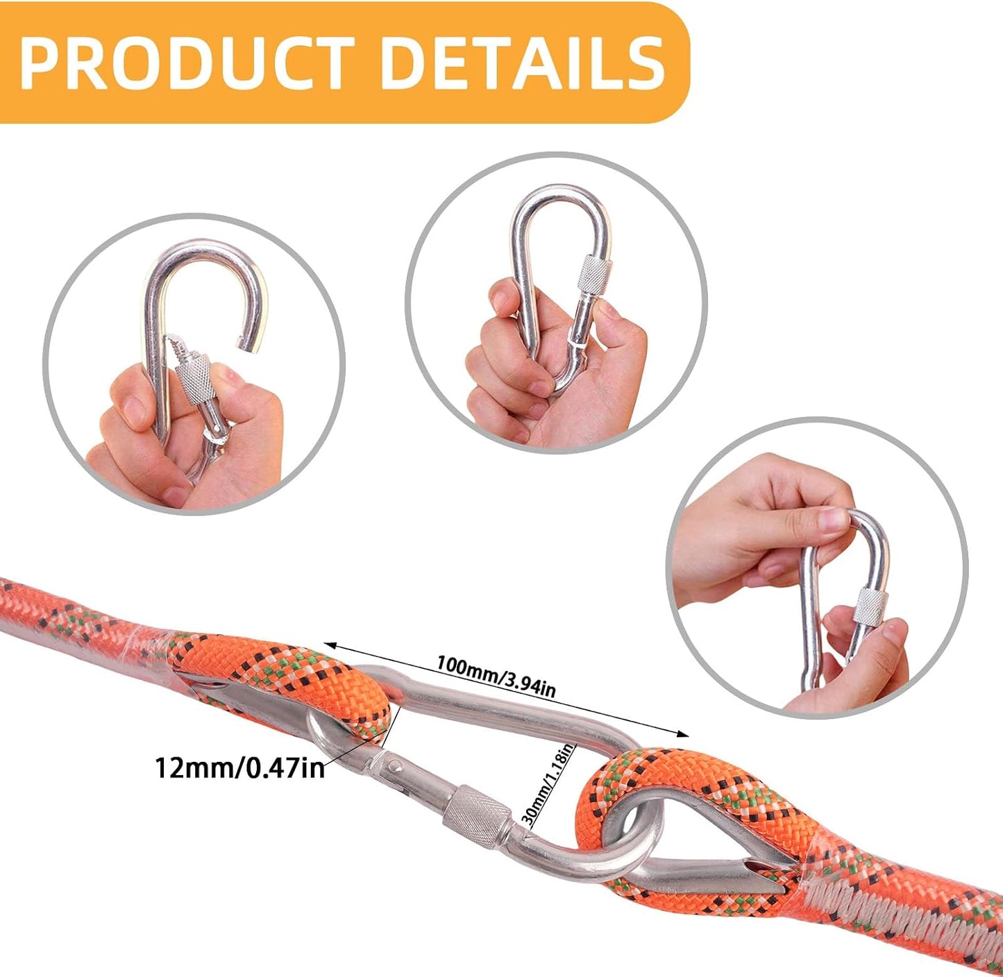 Cuerda escalada estática resistente 32.8ft 65.6ft