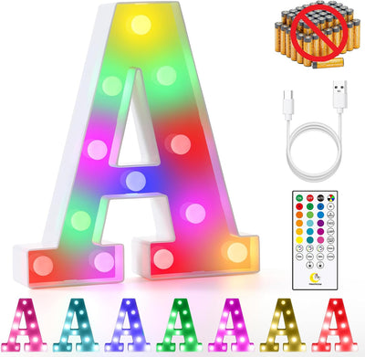 Letras luminosas recargables para dormitorio y fiestas