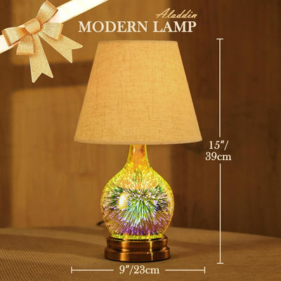 Lámpara mesa moderna pantalla LED E12 base vidrio 3D