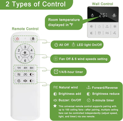 Ventilador techo madera 52pulg luz control remoto 5 cuchillas