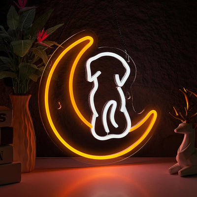Letrero neón perro luces LED decoración pared niños