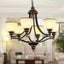 Candelabro 6 luces bronce negro mate vidrio esmerilado