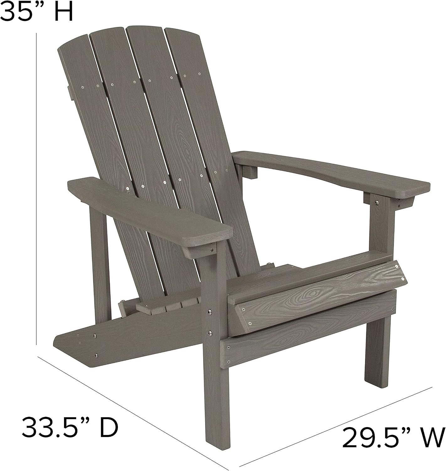 2 Pzas Sillas Adirondack Poliresina Color Gris
