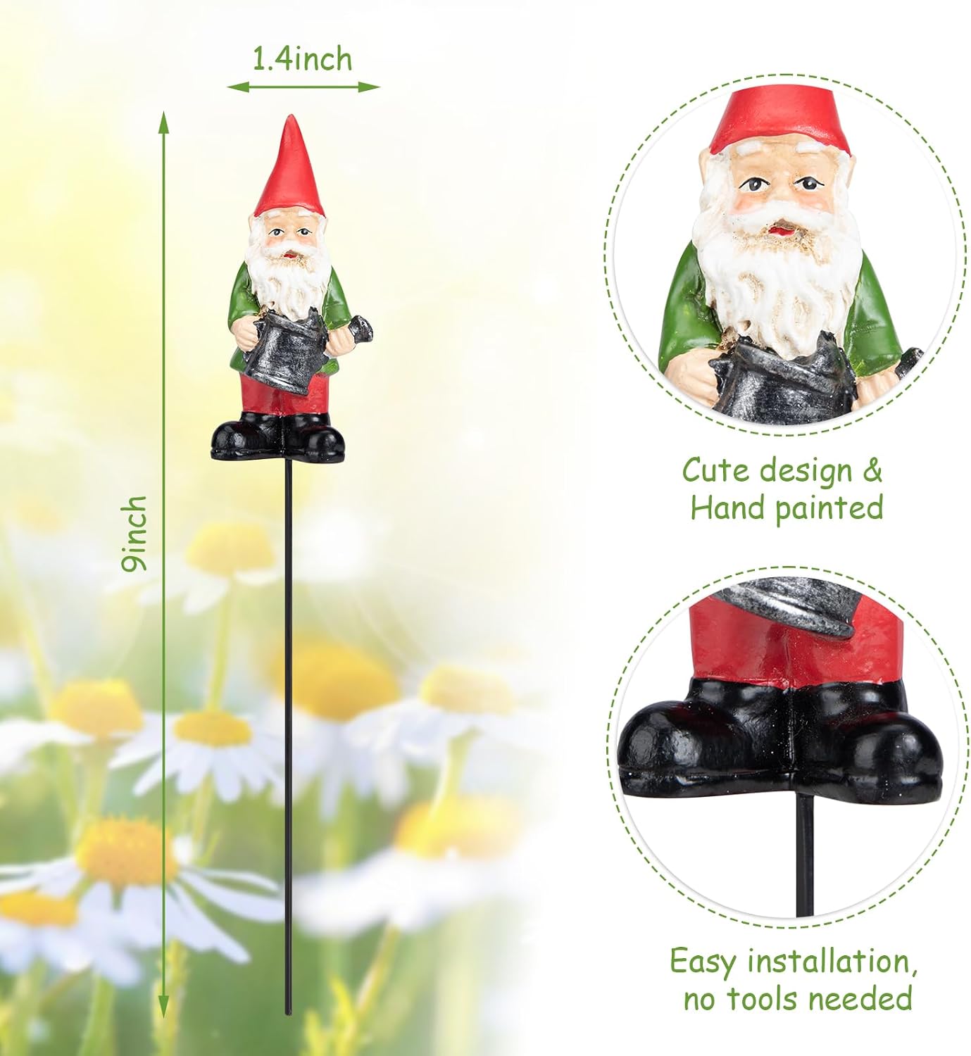 Estacas gnomos resina decoración jardín patio multicolor