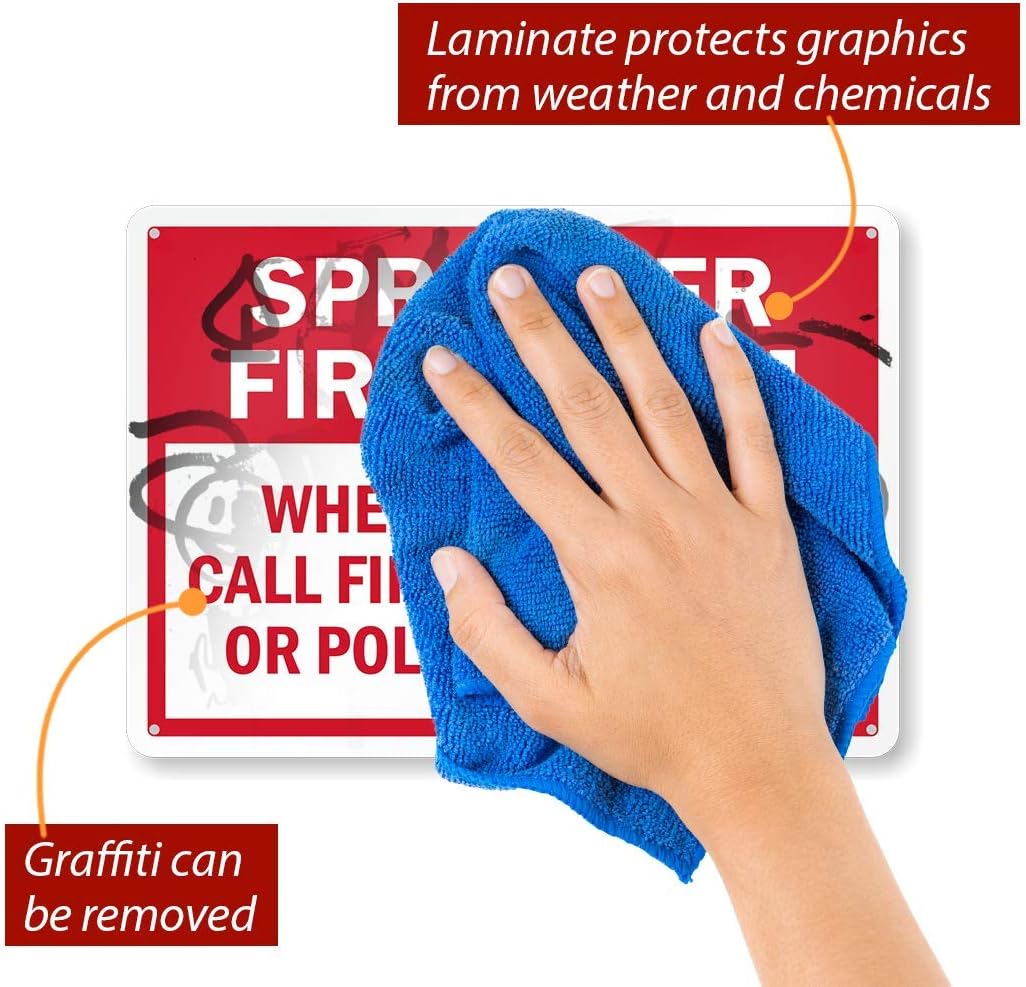Letrero alarma incendios aspersor aluminio 7x10