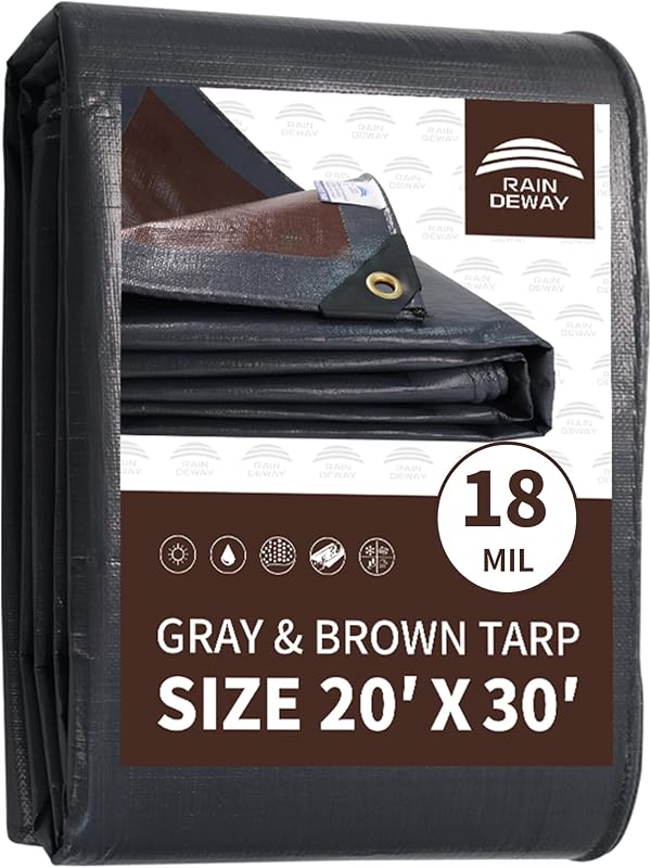 Lona 20x30ft resistente UV impermeable con ojales marrón y