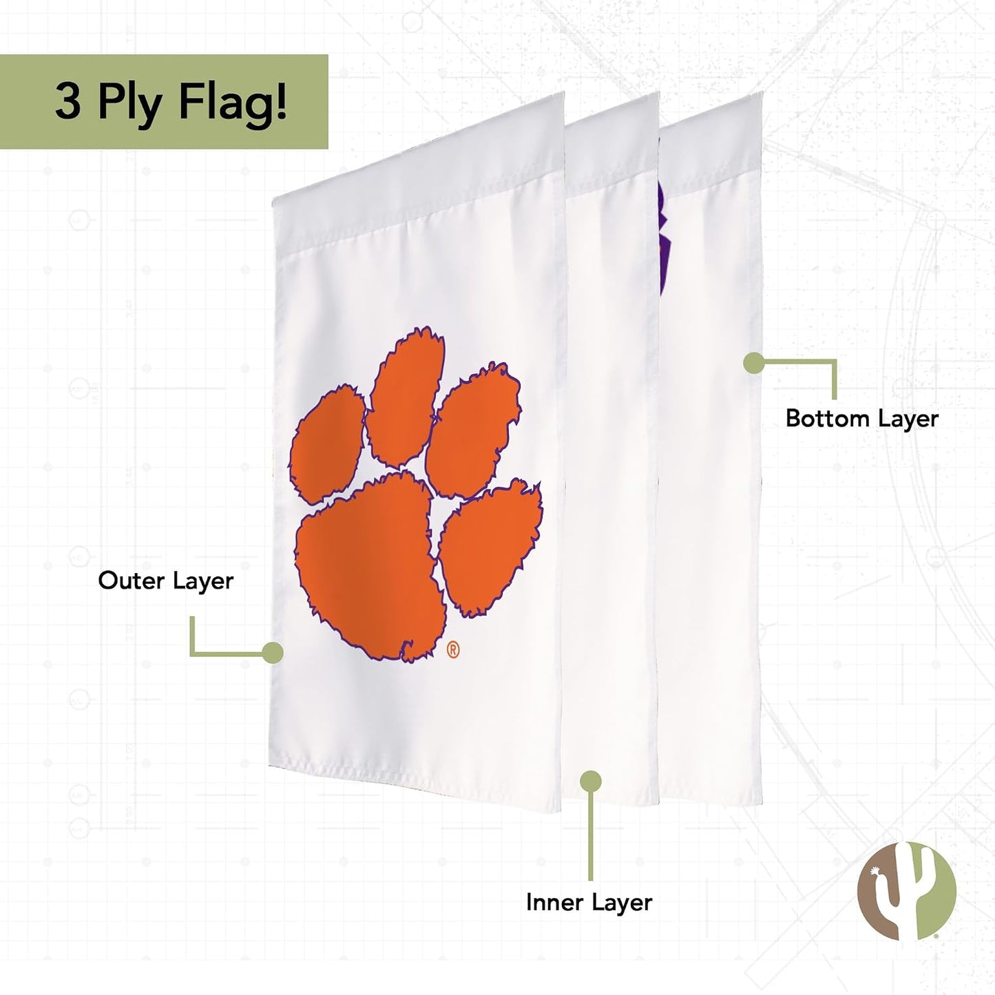 Bandera Universidad Clemson Tigres 19x12pulg exterior