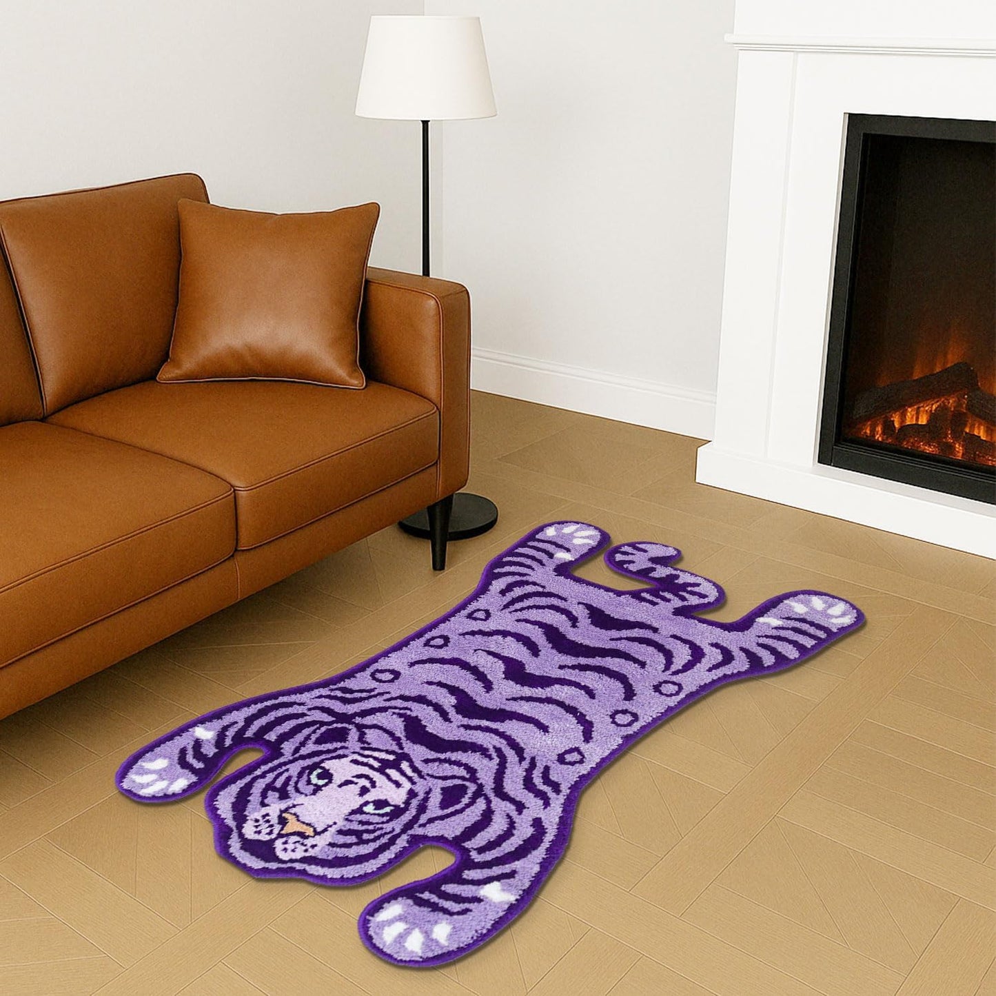 Tapete baño tigre antiderrap microfibra color morado