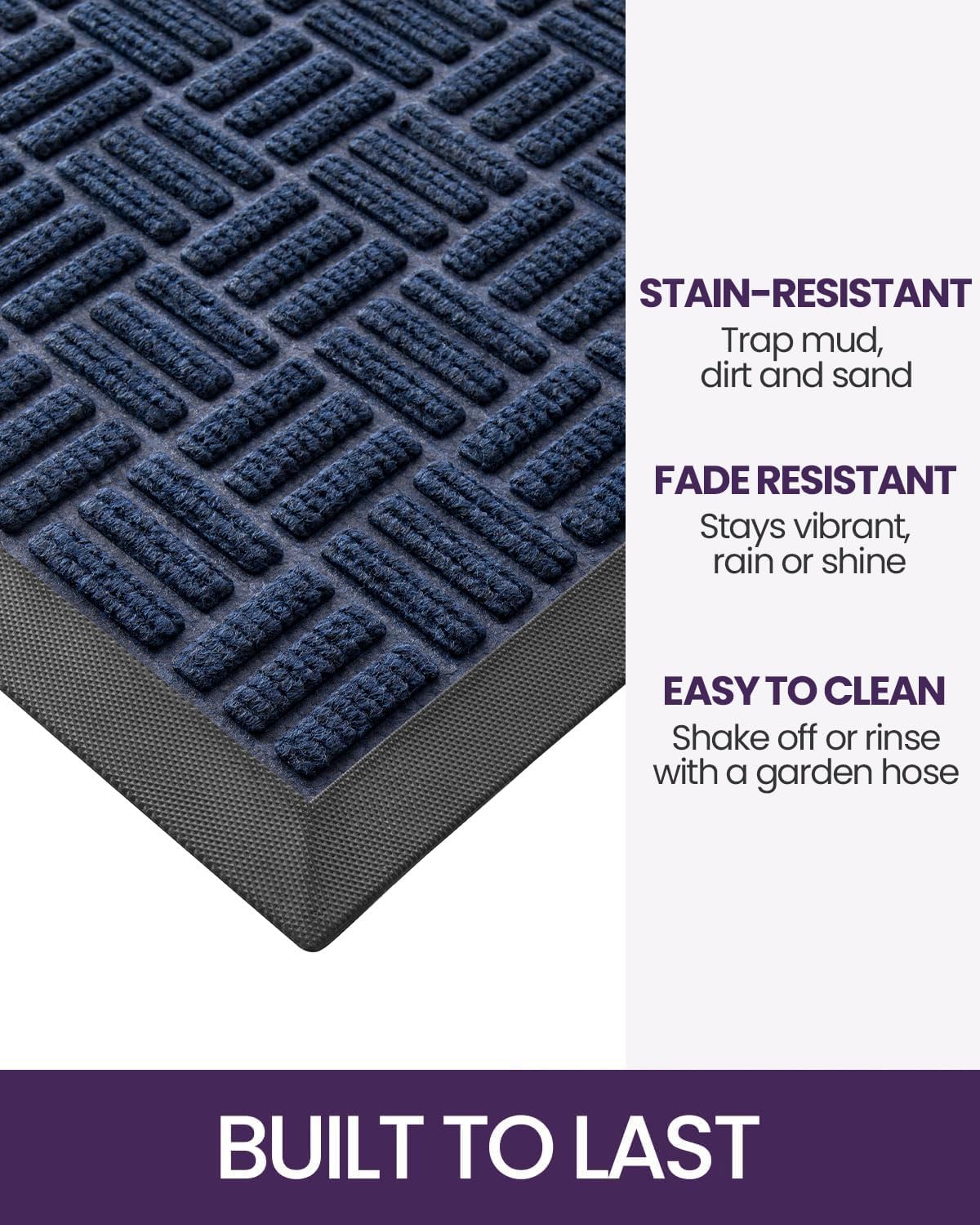 Tapete puerta goma resistente 23x35pulg azul