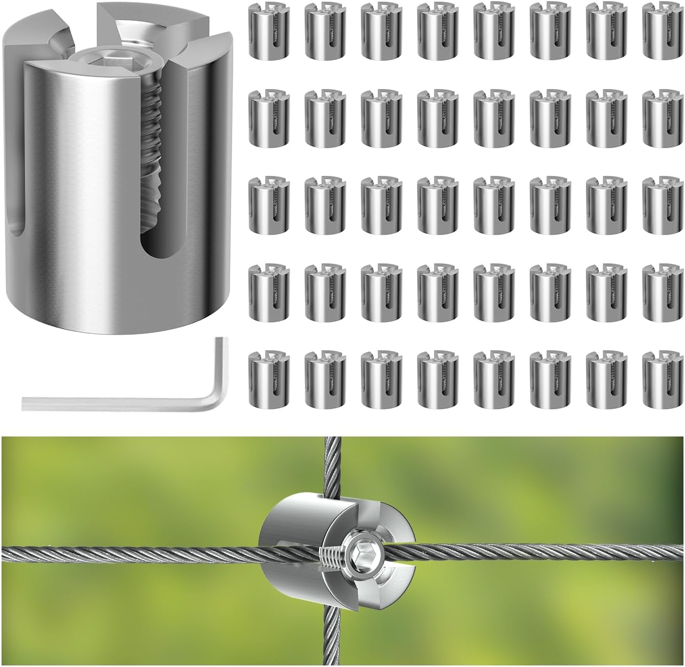 40 Pzas Abrazaderas Cable Acero Inox T316 1/8pulg