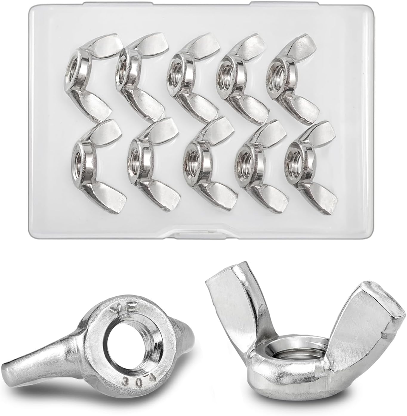 10 Tuercas Ala 5/16pulg Acero Inox 304