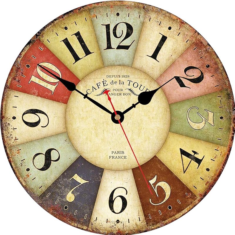 Reloj pared silencioso 8pulg números arábigos madera decorativo