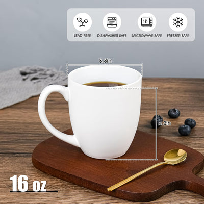 6 Tazas Café Cerámica 16oz Asa Té Capuchino Blanco