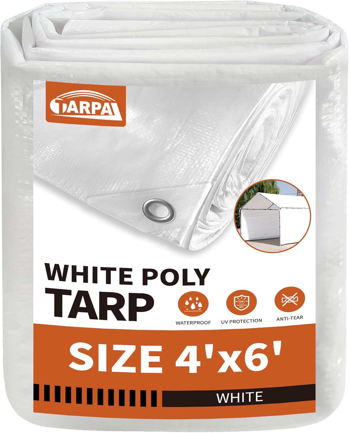Lona blanca impermeable 4x6ft polietileno multiusos