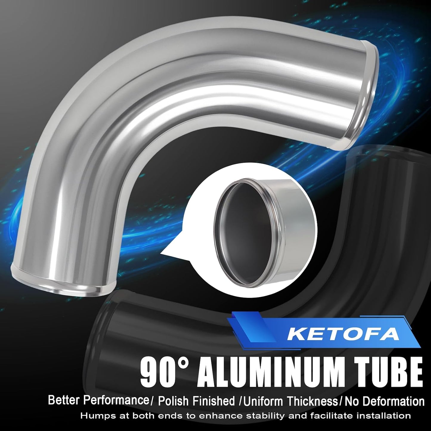 Codo 90 grados aluminio 3" OD intercooler cepillado