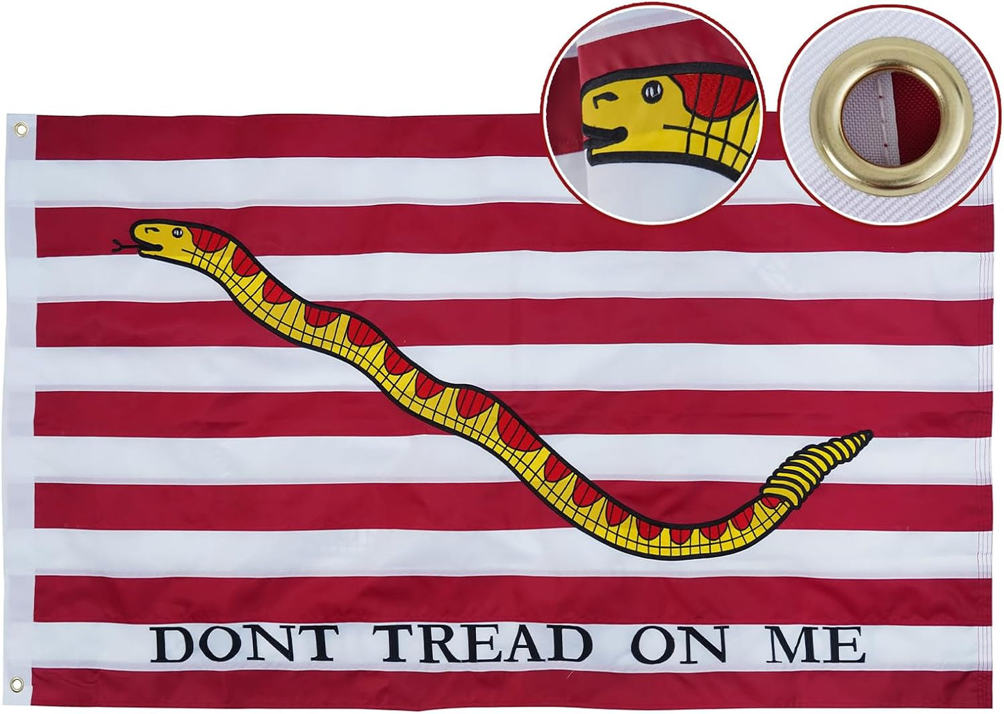 Bandera bordada Gadsden doble cara 2x3ft ojales latón