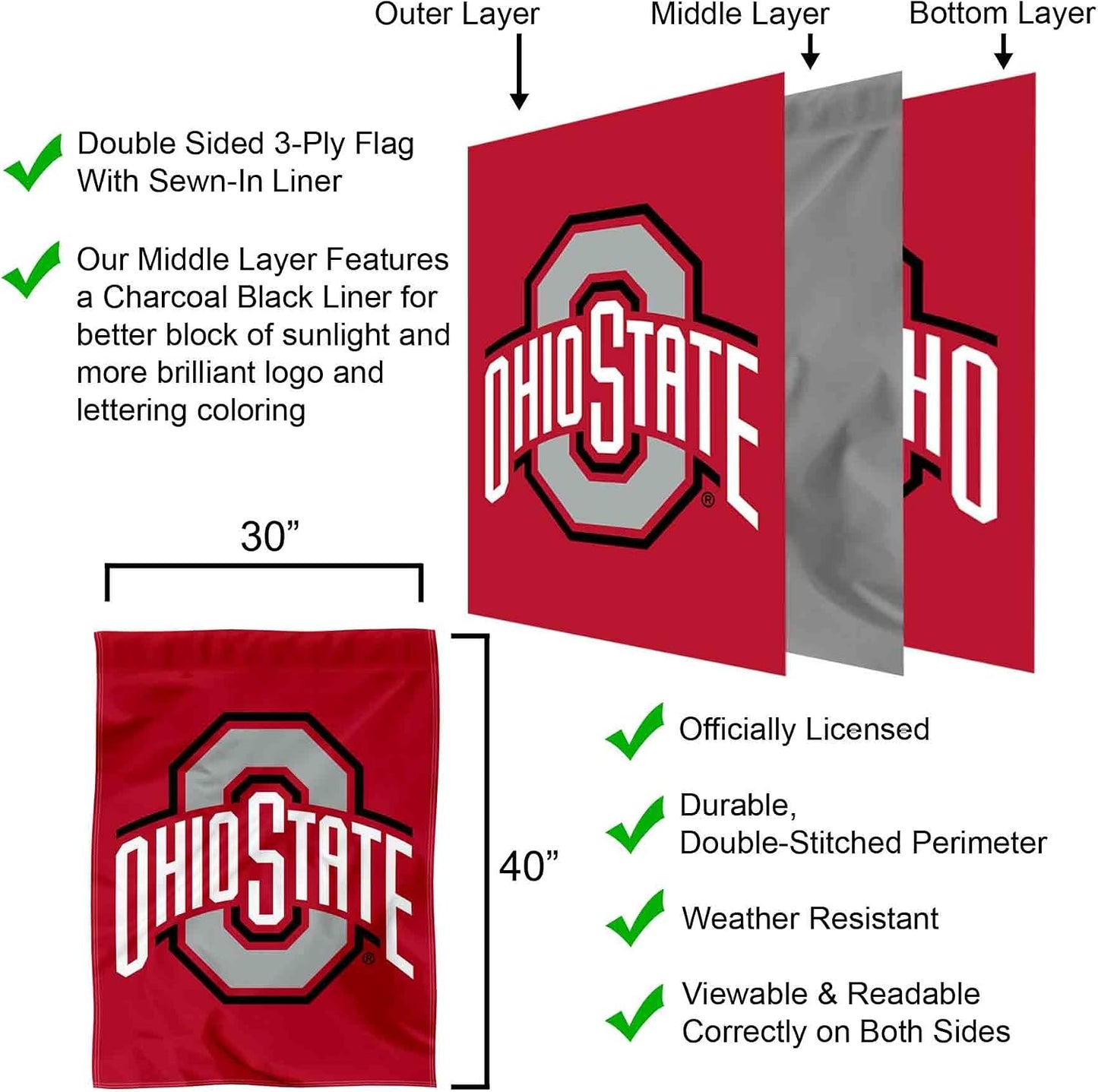 Bandera doble cara logotipo Buckeyes rojo