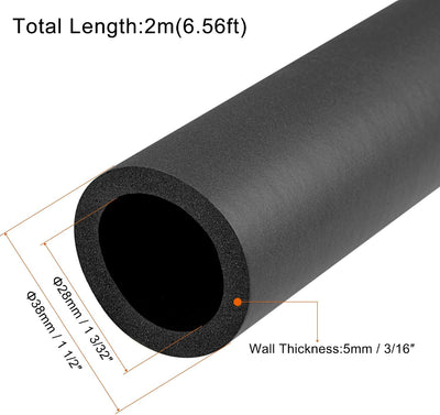 Tubo espuma 1.102pulgID 1.496pulgOD 6.6ft negro