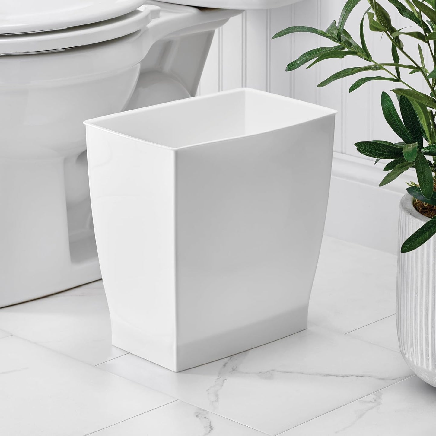 Cubo basura plástico delgado rectangular 4 pzas color blanco